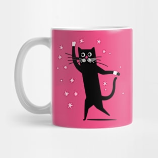 Funny dancing black cat Mug